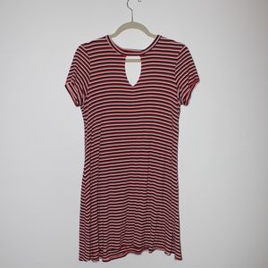 Pink and White Stripe Mini Flare Dress